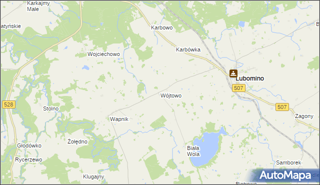 mapa Wójtowo gmina Lubomino, Wójtowo gmina Lubomino na mapie Targeo