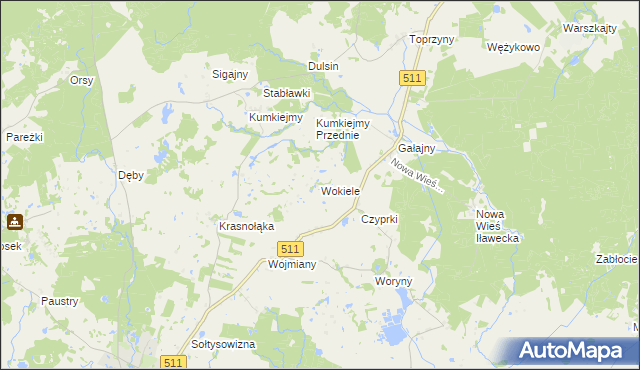 mapa Wokiele, Wokiele na mapie Targeo