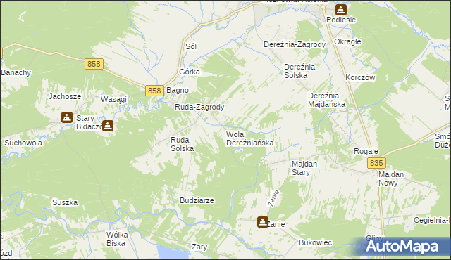 mapa Wola Dereźniańska, Wola Dereźniańska na mapie Targeo