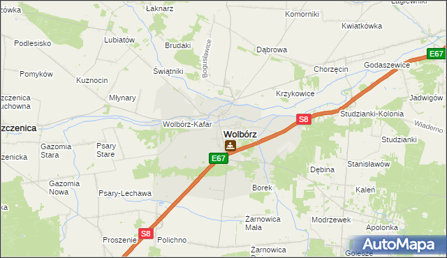 mapa Wolbórz, Wolbórz na mapie Targeo