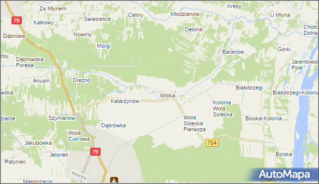 mapa Wólka gmina Lipsko, Wólka gmina Lipsko na mapie Targeo