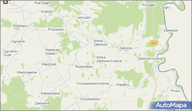 mapa Wólka Zabłocka-Kolonia, Wólka Zabłocka-Kolonia na mapie Targeo