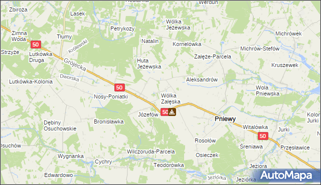 mapa Wólka Załęska gmina Pniewy, Wólka Załęska gmina Pniewy na mapie Targeo