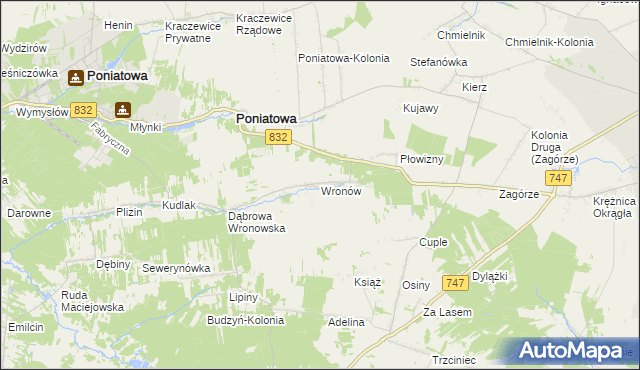 mapa Wronów gmina Bełżyce, Wronów gmina Bełżyce na mapie Targeo