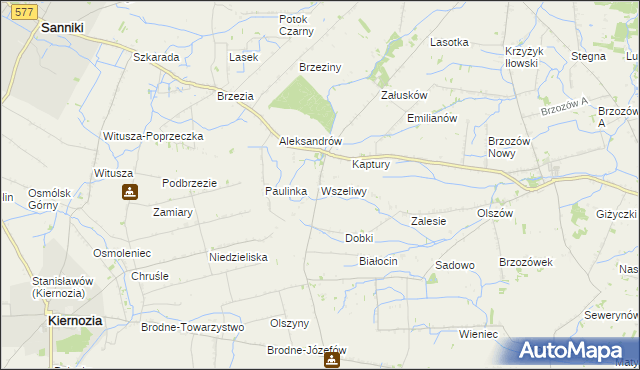 mapa Wszeliwy, Wszeliwy na mapie Targeo