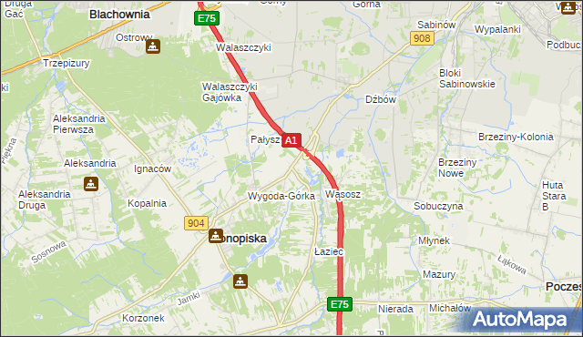 mapa Wygoda gmina Konopiska, Wygoda gmina Konopiska na mapie Targeo