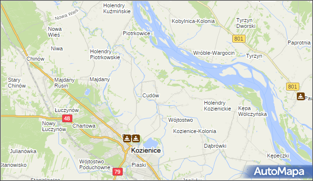 mapa Wymysłów gmina Kozienice, Wymysłów gmina Kozienice na mapie Targeo