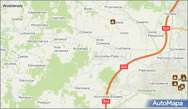 mapa Wymysłów-Piaski, Wymysłów-Piaski na mapie Targeo