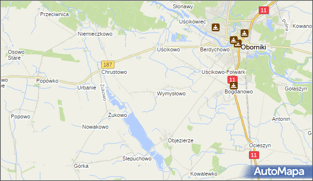 mapa Wymysłowo gmina Oborniki, Wymysłowo gmina Oborniki na mapie Targeo