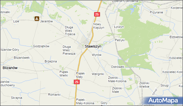 mapa Wyrów gmina Stawiszyn, Wyrów gmina Stawiszyn na mapie Targeo