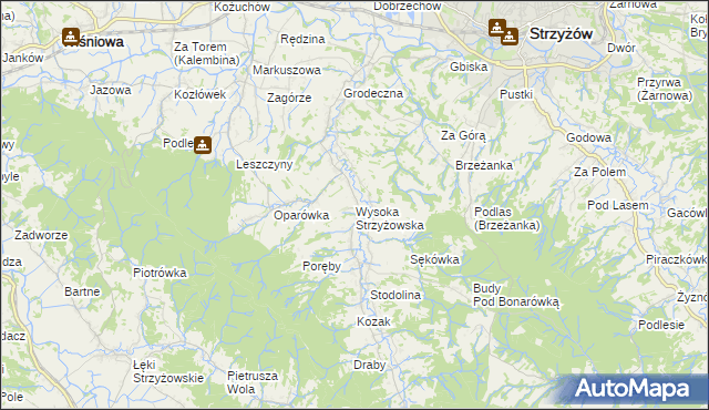 mapa Wysoka Strzyżowska, Wysoka Strzyżowska na mapie Targeo