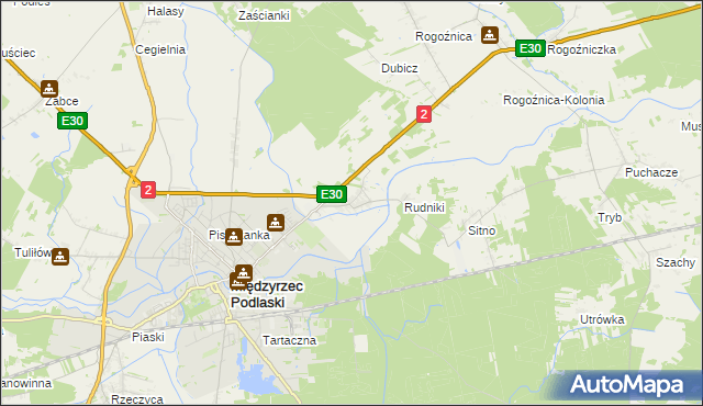 mapa Wysokie gmina Międzyrzec Podlaski, Wysokie gmina Międzyrzec Podlaski na mapie Targeo