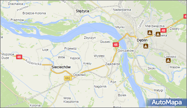 mapa Występ gmina Sieciechów, Występ gmina Sieciechów na mapie Targeo