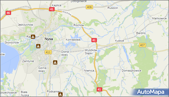 mapa Wyszków Śląski, Wyszków Śląski na mapie Targeo