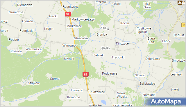 mapa Zabijak gmina Koziegłowy, Zabijak gmina Koziegłowy na mapie Targeo