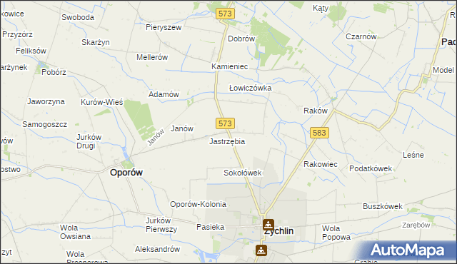 mapa Żabików gmina Żychlin, Żabików gmina Żychlin na mapie Targeo