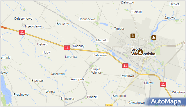 mapa Żabikowo, Żabikowo na mapie Targeo