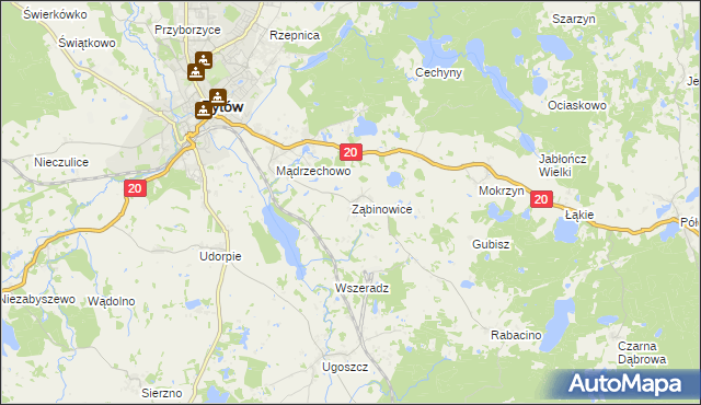 mapa Ząbinowice, Ząbinowice na mapie Targeo