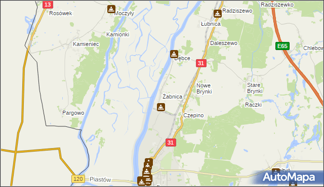 mapa Żabnica gmina Gryfino, Żabnica gmina Gryfino na mapie Targeo