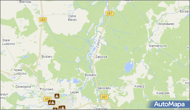 mapa Zaborze gmina Połczyn-Zdrój, Zaborze gmina Połczyn-Zdrój na mapie Targeo