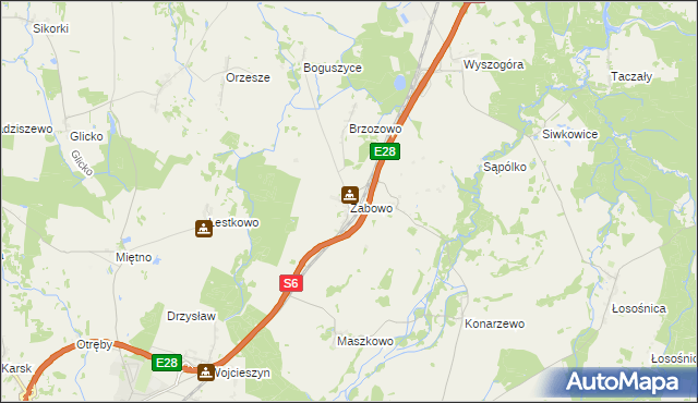 mapa Żabowo gmina Nowogard, Żabowo gmina Nowogard na mapie Targeo