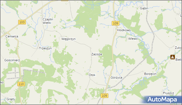mapa Zacisze gmina Gryfice, Zacisze gmina Gryfice na mapie Targeo