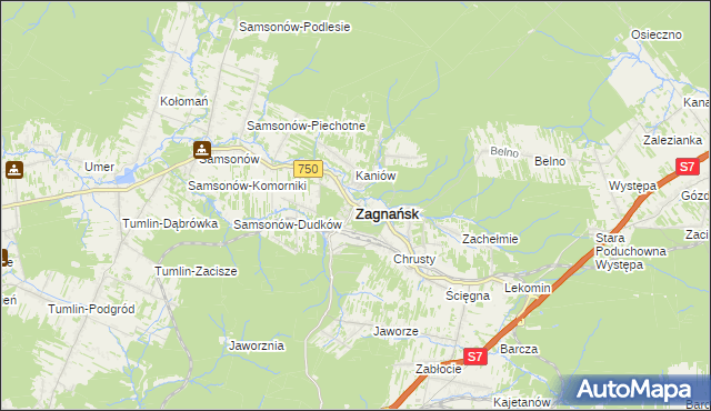 mapa Zagnańsk, Zagnańsk na mapie Targeo