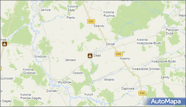 mapa Zając gmina Liw, Zając gmina Liw na mapie Targeo