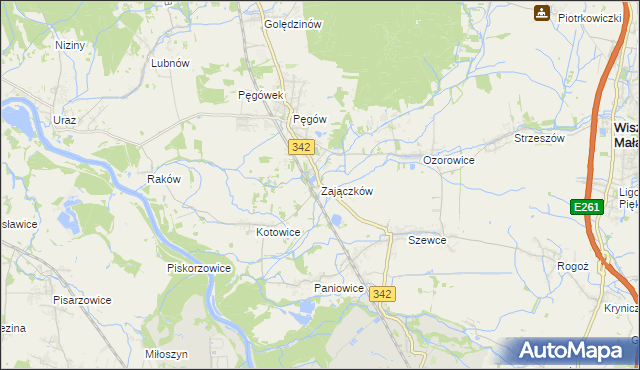 mapa Zajączków gmina Oborniki Śląskie, Zajączków gmina Oborniki Śląskie na mapie Targeo