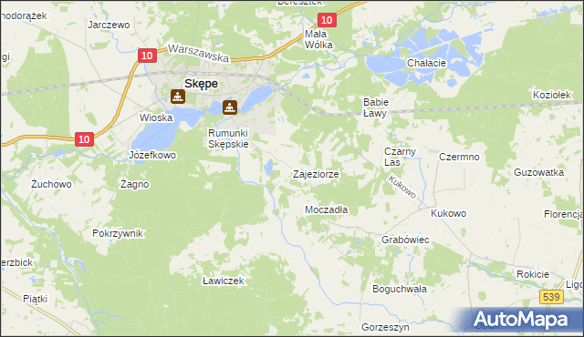 mapa Zajeziorze gmina Skępe, Zajeziorze gmina Skępe na mapie Targeo