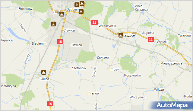 mapa Zakrzew gmina Jarocin, Zakrzew gmina Jarocin na mapie Targeo