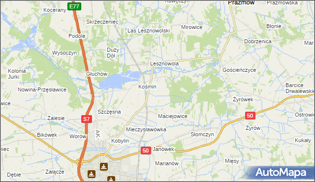 mapa Zakrzewska Wola gmina Grójec, Zakrzewska Wola gmina Grójec na mapie Targeo