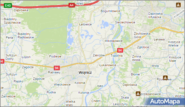 mapa Zakrzów gmina Wojnicz, Zakrzów gmina Wojnicz na mapie Targeo