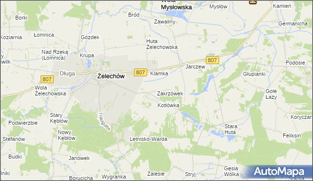 mapa Zakrzówek gmina Żelechów, Zakrzówek gmina Żelechów na mapie Targeo