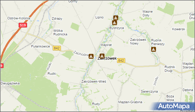 mapa Zakrzówek powiat kraśnicki, Zakrzówek powiat kraśnicki na mapie Targeo