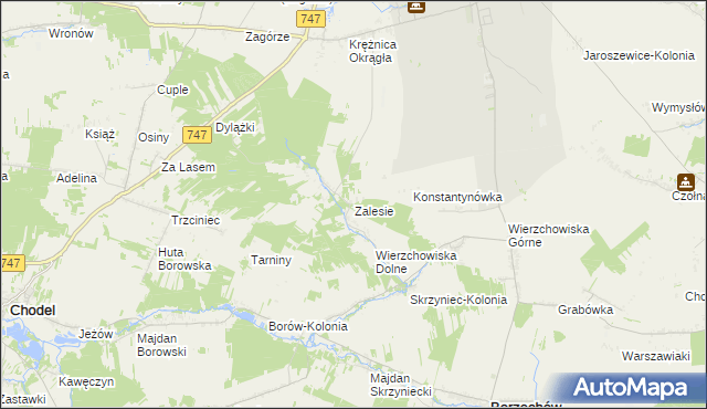 mapa Zalesie gmina Bełżyce, Zalesie gmina Bełżyce na mapie Targeo