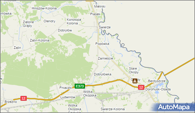 mapa Zamieście gmina Dorohusk, Zamieście gmina Dorohusk na mapie Targeo