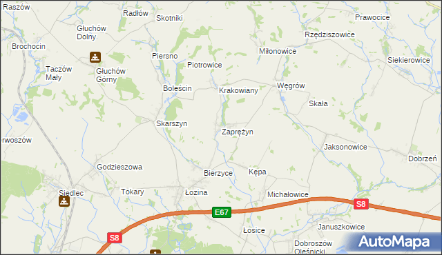 mapa Zaprężyn, Zaprężyn na mapie Targeo