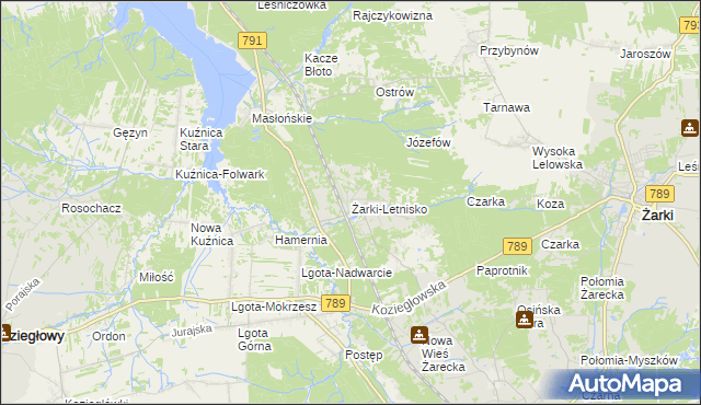 mapa Żarki-Letnisko, Żarki-Letnisko na mapie Targeo