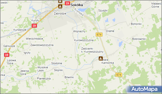 mapa Zaścianki k. Kurowszczyzny, Zaścianki k. Kurowszczyzny na mapie Targeo