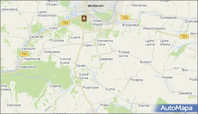 mapa Zasępiec, Zasępiec na mapie Targeo