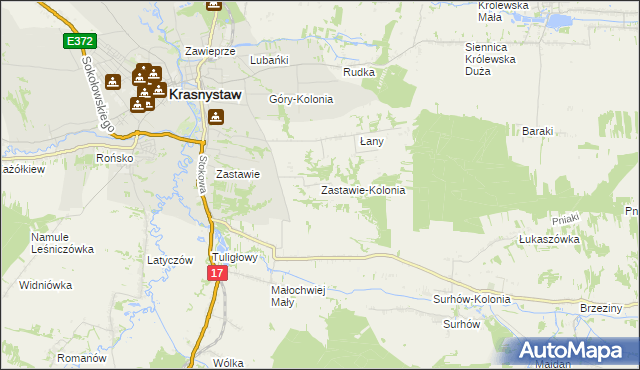 mapa Zastawie-Kolonia, Zastawie-Kolonia na mapie Targeo