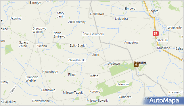 mapa Żbiki gmina Krasne, Żbiki gmina Krasne na mapie Targeo