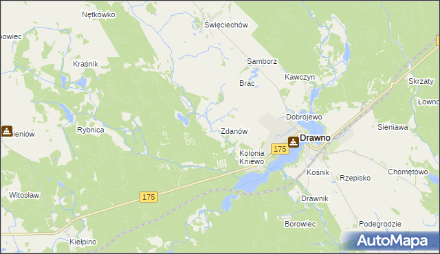 mapa Zdanów gmina Drawno, Zdanów gmina Drawno na mapie Targeo