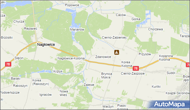 mapa Zdanowice, Zdanowice na mapie Targeo