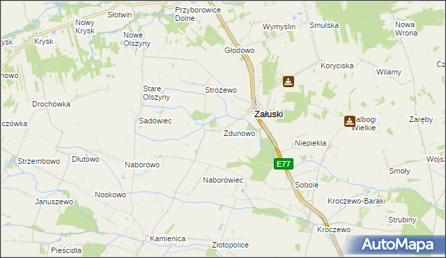 mapa Zdunowo gmina Załuski, Zdunowo gmina Załuski na mapie Targeo