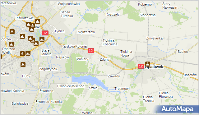 mapa Zduny gmina Opatówek, Zduny gmina Opatówek na mapie Targeo