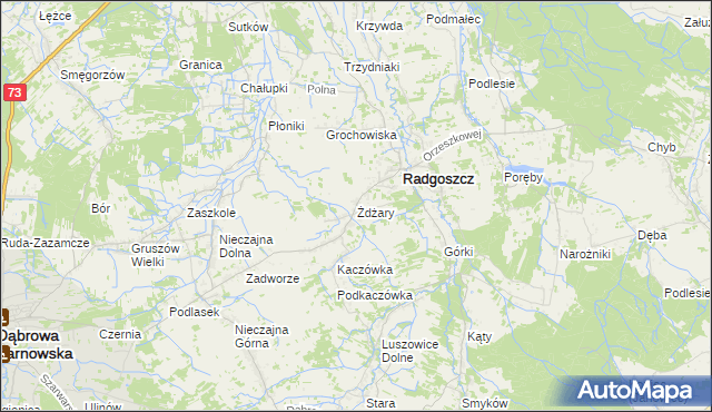 mapa Żdżary gmina Radgoszcz, Żdżary gmina Radgoszcz na mapie Targeo