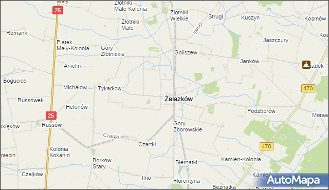 mapa Żelazków powiat kaliski, Żelazków powiat kaliski na mapie Targeo