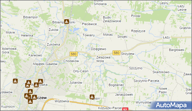 mapa Żelazowa Wola, Żelazowa Wola na mapie Targeo